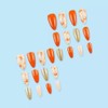 Flowers Press on Nails Almond Medium Fake Nails Orange Floral