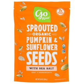 Go Raw Sprouted Organic Pumpkin & Sunflower Seeds with Sea Salt, 7g Protein per Serving, Just 3 Ingredients, Vegan, Kosher, Keto & Paleo Friendly, USDA Certified Organic, Gluten Free & Non-GMO, 10 Ounce (Pack of 6)