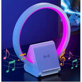 4-1 Device: Blueetooth Speaker, Wireless Charger, Multiple RGB Ambience Lights (Adjustable Brightness), Phone Stand/Phone Holder. Multifunctional Charger Speaker Desk Lamp. Gifts