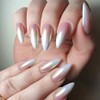 2 Boxes White Pearl Chrome Nail Powder, Mirror Effect Aurora