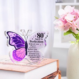 80th Birthday Gifts for Women, 1944 80th Birthday Gifts for Her-Acrylic Butterfly Plaque Happy Birthday Gifts, Wonderful 80th Birthday Present for Mum Wife Sister Best Friend