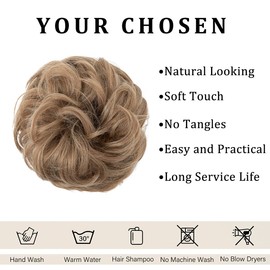 SARLA Messy Hair Bun Hair Piece for Womens Synthetic Hair Buns Extension Scrunchies Hairpieces Ponytail Hair Extensions Brown Blonde