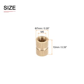 DTGN M5x10x7mm(IDxLxAD) Gerändelt Muttern Einsetzen - 50Stk - Gut für Plastik Schalen - Messing Innen Gewinde Wärme Setzende Einsätze Einbettungsmutter