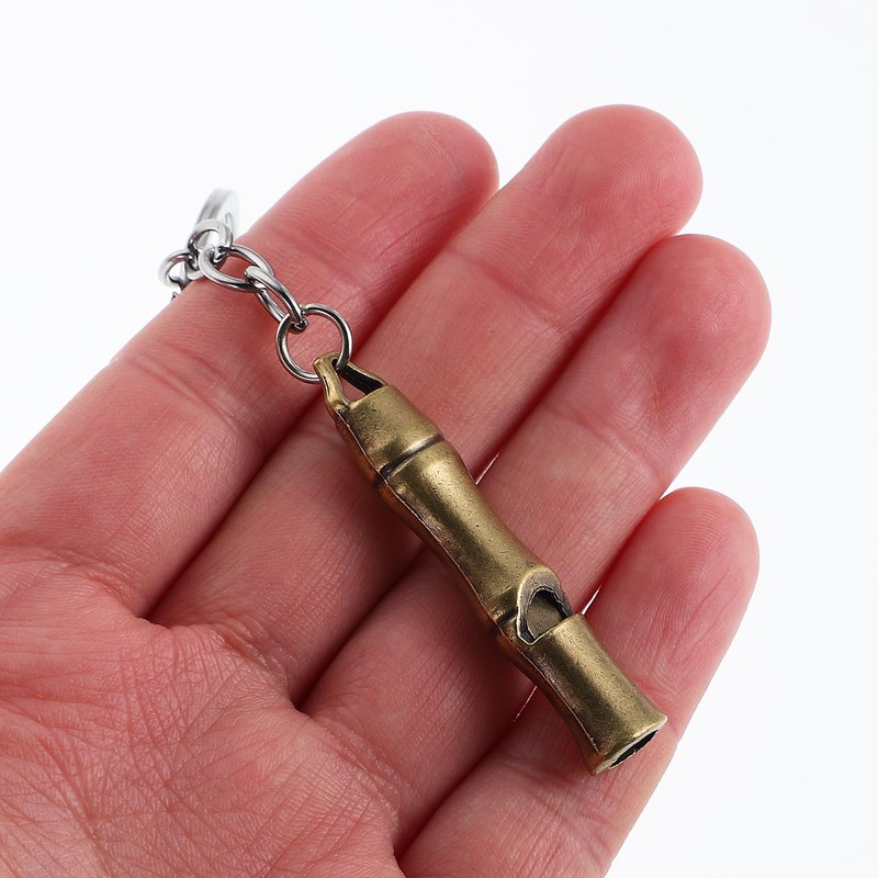 ORFOFE 6pcs Brass Survival Whistle Keyring Loud Multi-Function Whistles for