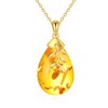 POPLYKE Amber Leaf Necklaces for Women 925 Sterling Silver Amber