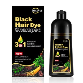 Lymznus Champú Tinte Herbal Negro Canas Color Instantáneo Mujeres Hombres Una Cobertura Total 500