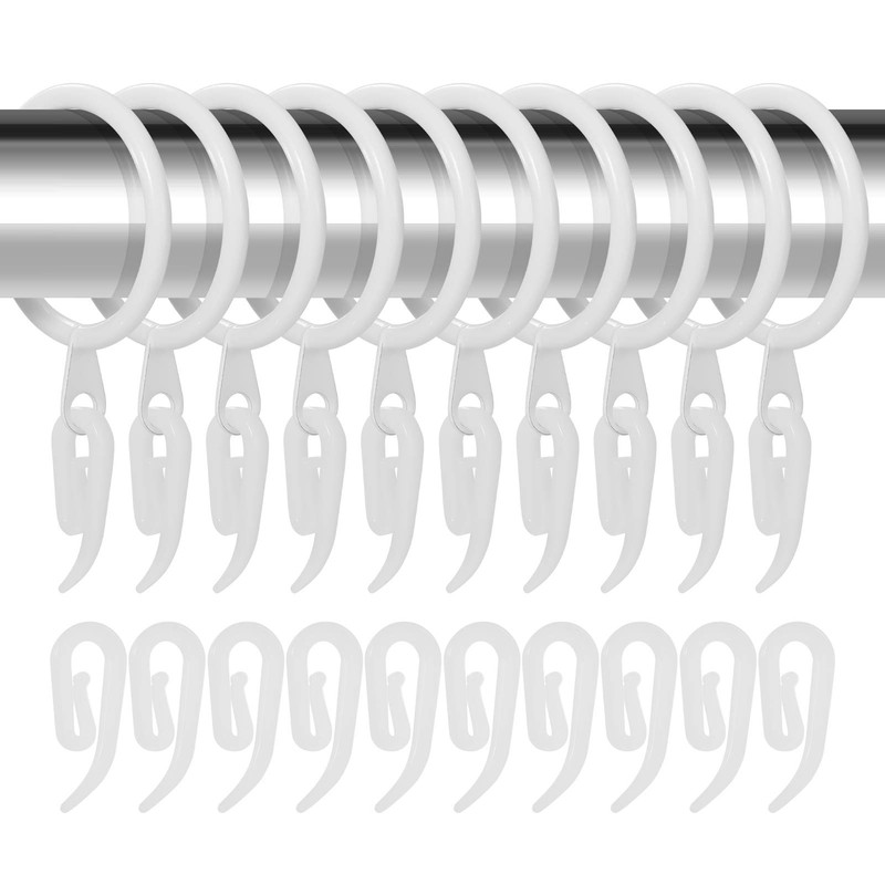 tonyg-p 20 Pack Metal Curtain Rings with Plastic Curtain Hooks,