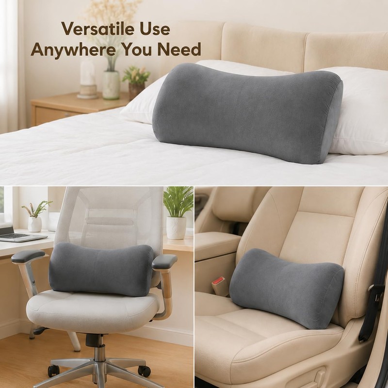 Lumbar Support Pillow for Bed, 19.7 x 7.9 x 3.9