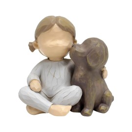 DOEOMK Mädchen & Hund Friendship Figurine, Dog Figurine Zeichen für Lebenslang Begleitung, Dekoration für Gemütliches Zuhause & Geschenk für Tierliebhaber -Zeitlose Geschenkidee