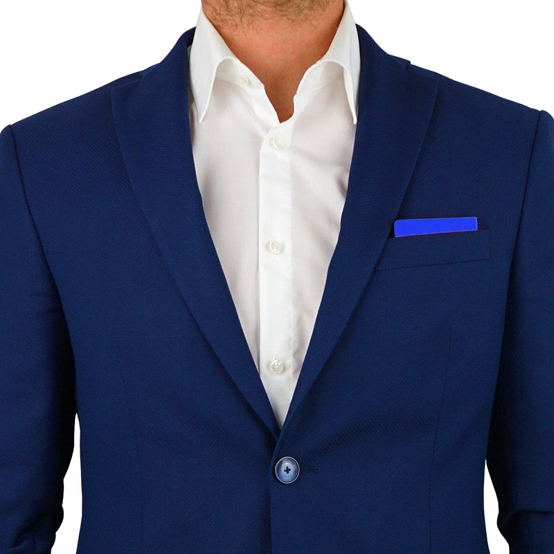 DonDon Herren Einstecktuch vorgefaltet eckig am Karton größenverstellbar blau