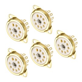 sourcing map 9 pins PCB Tube Socket Ceramics, Vacuum Tube Protect Tube Pin Socket, White Plated Suitable for 12AX7, 12AU7 Tube Pack of 5，GZC9-C-1-G