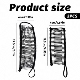 2PCS Non-Slip Versatile Stretch Banana Clips for Hair,No-Crease Ponytail Holder Banana Hair Clip,Curly Hair Clips,Hair Clips for Thick Hair,Wavy Black Hair Accessories(Black)
