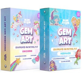 Blue Squid Diamond Art Kits for Kids – Easy DIY 5D Gem Art Diamond Painting Kits for Unicorn and Mermaid - Arts & Crafts Kit for Kids, Girls, Boys Ages 6 7 8 9 10 11 12