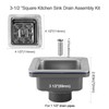 QruiLanTu 3-1/2 ‘’ Square Kitchen Sink Drain Assembly Kit 304