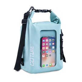 Goture Dry Bag, 5L Waterproof Bag with Shoulder Straps, 500D PVC Small Dry Sack Touchscreen Waterproof Backpack Phone Pouch, Roll Top Crossbody for Kayaking, Boating, Fishing, Camping, Beach, Travel