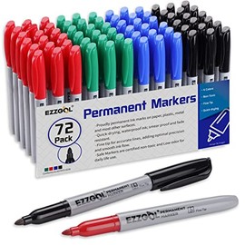 Permanent Markers Bulk, EZZGOL Permanent Marker Bulk Pack of 72, 4 Assorted Colors, Fine Point Permanent Markers For Kids and Adult Coloring as Office, School Supplies