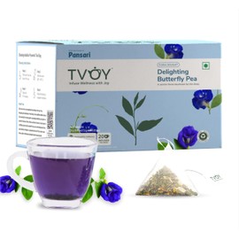 Butterfly Pea Flower Green Tea Bags – Low Caffeine 40 Count, Plant Based Biodegradable Loose Leaf Pyramid Tea Bags for Daily Refreshment, No Sugar Blue Tea, 100% Pure and Natural Pyramid Teabags