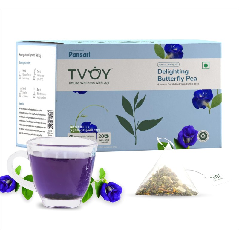 Butterfly Pea Flower Green Tea Bags – Low Caffeine 40