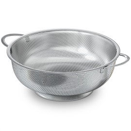 Stainless Steel Colander for Kitchen - 5Qt Rice Strainer With Handles, Perforated Design, Dishwasher Safe, Rust-Resistant - Versatile Pasta Strainer for Grains, Beans, Spaghetti, Veggies, Fruits