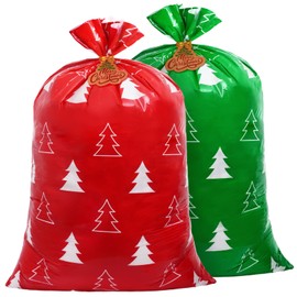 Sofier Large Christmas Gift Bags 36"x56" Holiday Gift Wrap 2pcs Jumbo Christmas Bag for Gifts Giant Sacks for Presents Big Xmas Plastic Gifts Bags (trees)