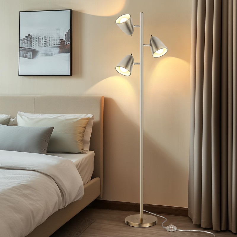 QiMH Tree Floor Lamp with 3 Light Bulbs, Standing Tall