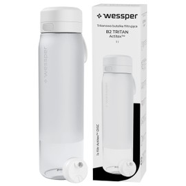 Wessper Actitex Disc Water Filter Water Bottle, 700 ml, Bottle with Filter, Reduces Chlorine, Filter Change Counter, BPA-Free Drinking Bottle - Yellow