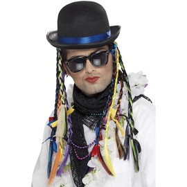 Smiffys Chameleon Bowler Hat with Multicoloured Braids Halloween