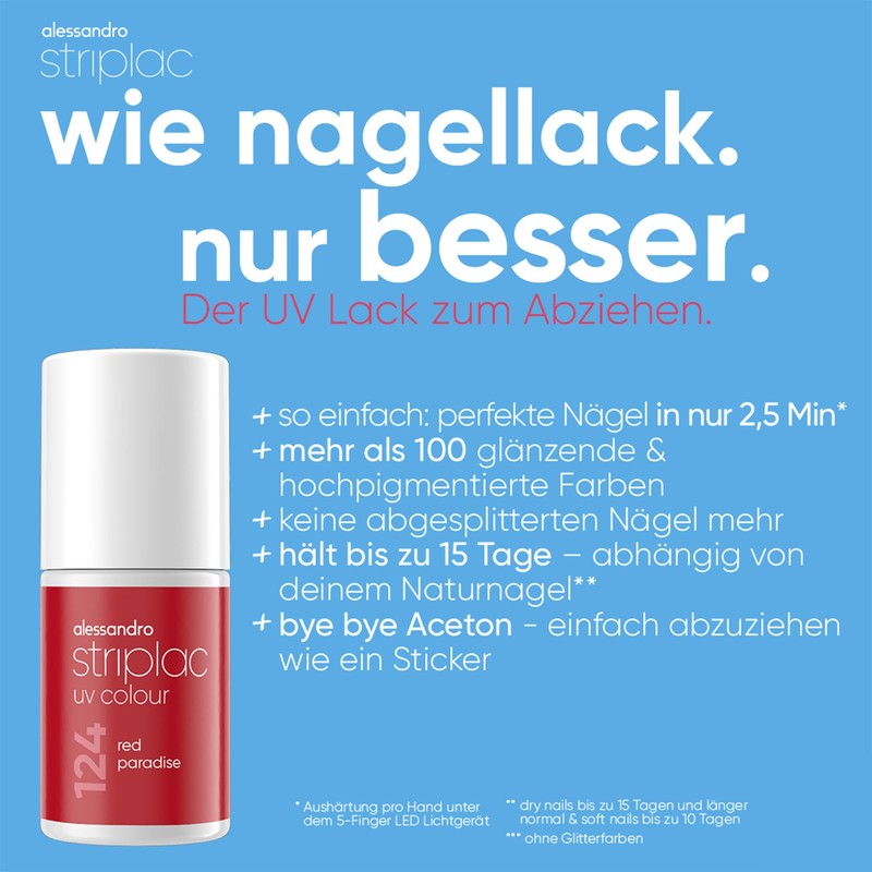 alessandro Striplac UV-Nagellack Rouge Noir - Deckend & Kratzfest bis
