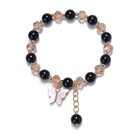 MIFYNN 8mm Crystal Butterfly Bracelet for Women Crystal Beads Bracelet Color Butterfly Crystal Bracelet Simple Small Fresh Female Bracelet Holiday Gift for Women (White Butterfly Bracelet)