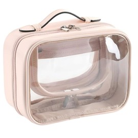YIRANJIA Waterproof Travel Cosmetic Bag - Lightweight Transparent Organizer with Dual Compartments,Ideal for Women's Travel Makeup & Toiletries