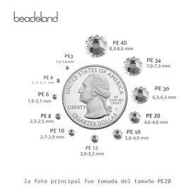 Beadsland Gemas redondas de cristal con parte posterior plana para arte de uñas y manualidades, adhesivo de fijación de cristal (4.6-4.8mm) SS20/1440 
