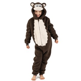 Wunsy Children's Brown Monkey All-in-One Onesie CostumeAll-In-One for Boys or Girls in Soft Fleece with a Tail In Childrens Age Years 5-6 Monkey54
