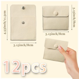 Heliltd 12pcs Microfiber Jewelry Pouch 8x8cm Microfiber Jewelry Bags Microfiber Jewelry Packaging Bag Luxury Small Jewelry Gift Bags Small Jewelry Pouch Snap Button Envelope Style Packaging