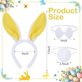 Shyyween Tutu Easter Baskets Easter Costume Ruffled Tulle Fluffy Ears and Bunny Headband Bow Tie Tail Party Favors Gift for Girls DIY Egg Playset Decorations(Yellow)