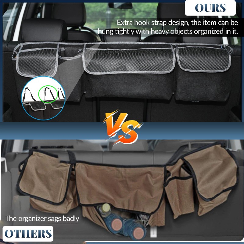AUTOXBERT Car Trunk Back Seat Cargo Holder Hanging Organizer 7