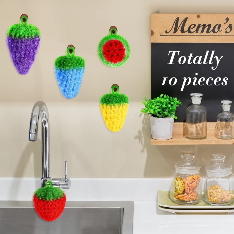 Vesici 10 Pieces Fruit Dish Scrubber Non Scratch Cleaning Sponge