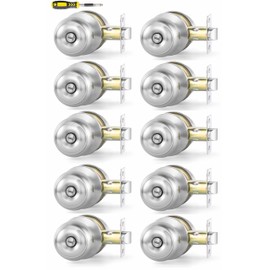 Lanwandeng 10 Pack Interior Door Knobs for Bedroom or Bathroom Keyless, Brushed Nickel Privacy Door Handles, Round Ball Bath/Bed Door Locks