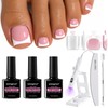 Gel Toe Nail Press ons kit with UV Light, French