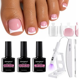 Gel Toe Nail Press ons kit with UV Light, French Tip,Hema Free
