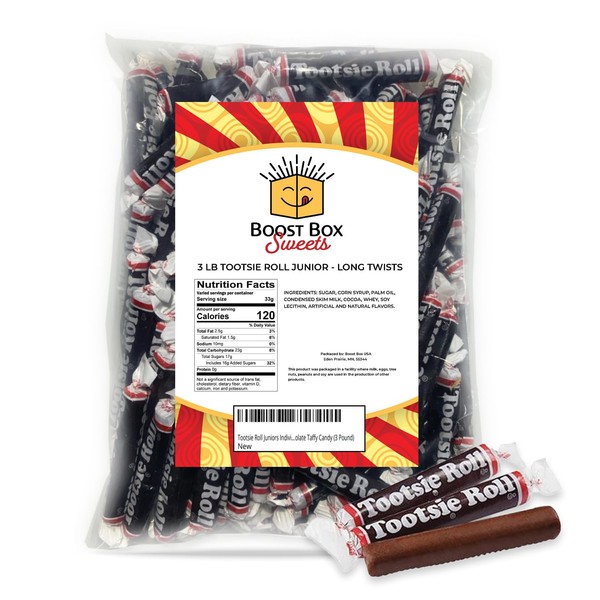 Tootsie Roll Juniors Long Twist Individually Wrapped Bulk Classic Chewy