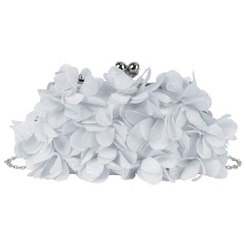 Milya Women's Clutch Flowers Elegant Bridal Bag Wedding Party Dress Bag Evening Bag Handbag with Chain Kiss Lock, D-silver