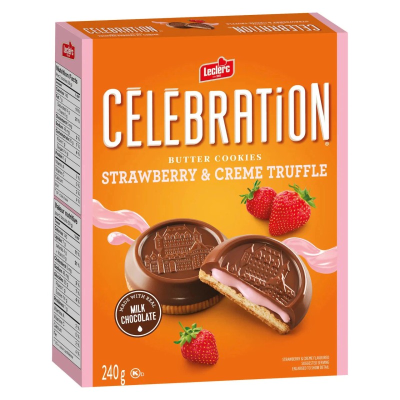 Celebration Leclerc Celebration Strawberry & Creme Truffle Cookies, 240g/8.5 oz