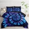 Smell Sunshine 7Pcs Tie Dye Comforter Set Blue Spiral Printed