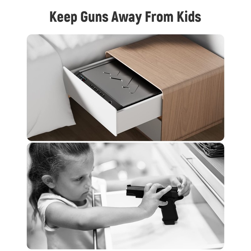 HOLEWOR Gun Safe, Biometric Safes for Pistols with LCD Display