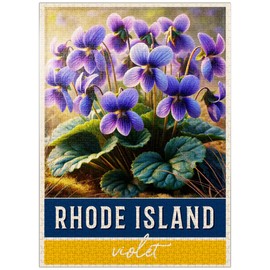 MyPuzzle State Flowers Series: Rhode Island, Violet - Premium 1000 Piece Jigsaw Puzzle for Adults