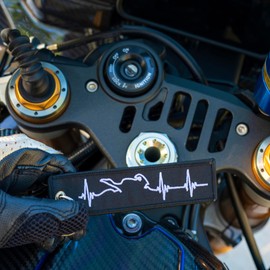 LLAVEROSMOTOR.ES Motorcycle Key Fob, Motorcycle Key Fob, Car Key Fob, Fabric Motorcycle Key Fob, Motorcycle Gifts for Men, Black and White, Unit size