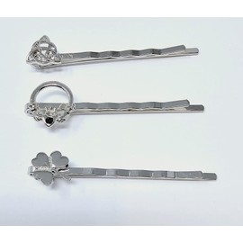 Celtic Claddagh, the Shamrock and the Trinity Knot Bobby Pins for Women Girls Hair Accessories, Set of 3, 2"