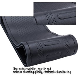 FMS Echtes Leder Lederbezug 37 – 38.5cm Naht DIY Lenkradbezug Lenkradhülle Lenkradschoner Echt Leder (Prägemuster, 37 – 38.5 cm)