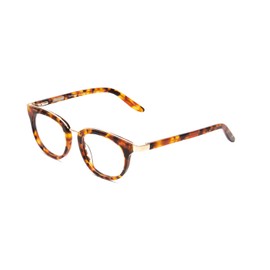 Calabria Ernest 4838 Cat-Eye Reading Glasses +1.00 Aurburn Brown Yellow Tortoise Havana/Gold Accents Women