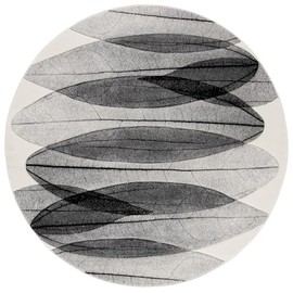 SAFAVIEH Hollywood Collection Area Rug - 6'7" Round, Ivory & Grey, Modern Design, Non-Shedding & Easy Care, Ideal for High Traffic Areas in The Living Room, Dining, Bedroom (HLW703D)